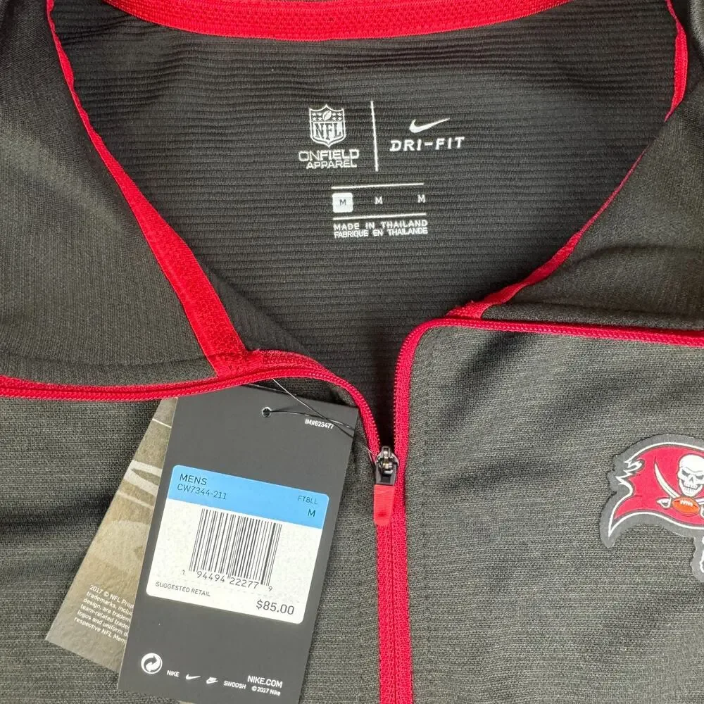 Tampa Bay Buccaneers Pullover Mens M‎ Gray On Field Coaches Jacket 1/4 Zip Nike